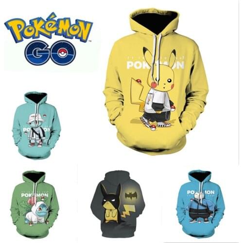 Anime Pokemon Pikachu Hooded Sweater Spring Autumn New 3d Printing Mens Womens Hoodie Childrens Fashion CartoonLong Sleeve Top