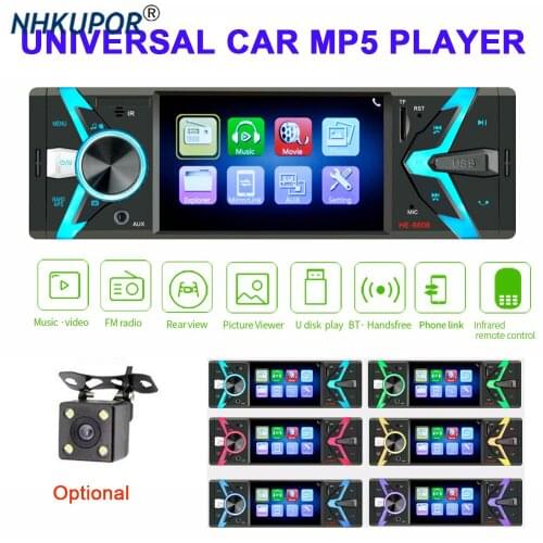 Universal 1 Din Car Multimedia Player MP5 FM Radio Stereo Support Hands-Free Bluetooth Mirror Link USB SD AUX Reversing Camera