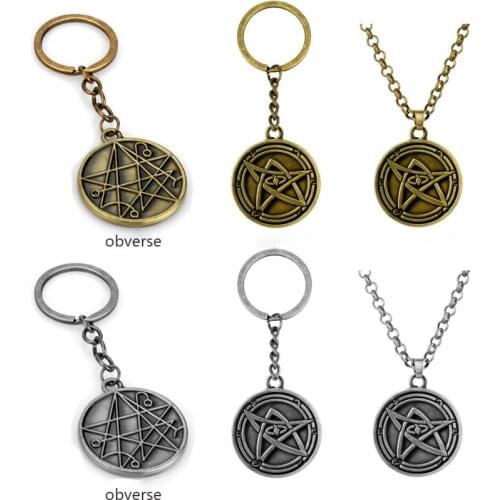 Vintage Howard Phillips Lovecraft Cthulhu Mythos Pendant Key Rings Medieval Signet Runes Gate Necklace Metal Car Key Chain Gifts