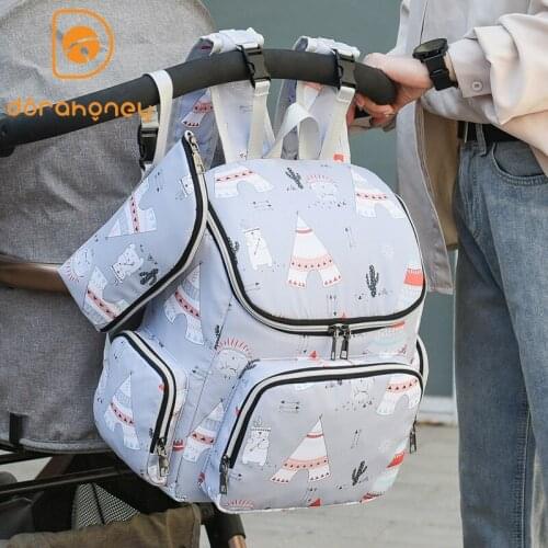 Waterproof Diaper Bag Large Capacity Mother Backpack Maternity Floral Printing Nappy Bag For Travel Multifunctional Stroller Bag