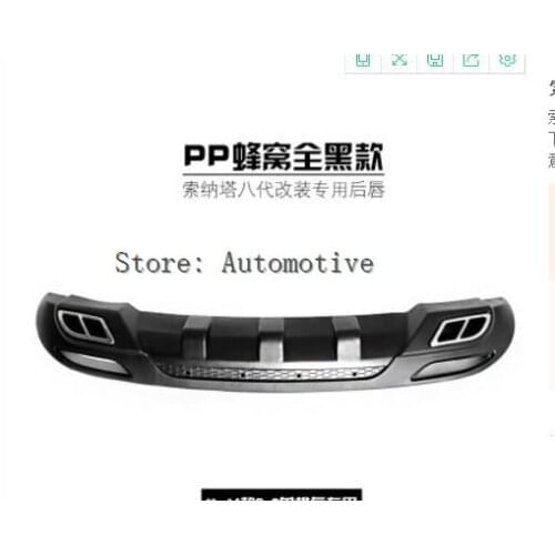High Quality Black PP Rear Bumper guard Diffuser, rear lip with chrome line For 2011 2012 2013 for Hyundai SONATA 8GE i45
