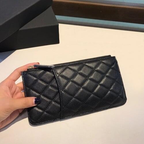 New high classics customized luxury womens purse caviar real leather leisure fashion card cardholders diamond bag