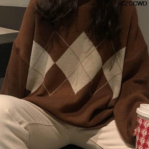 Oversized Women Knitted Sweater Pullovers Ladies Loose Sweater Korean College Style Jumper Fashion Autumn Winter Sueter Mujer