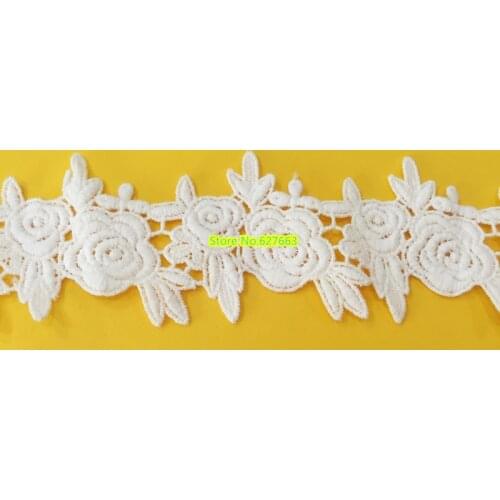 10Yard/Lot white rose flowers water soluble lace trim DIY accessories Lace fabric 6cm wide