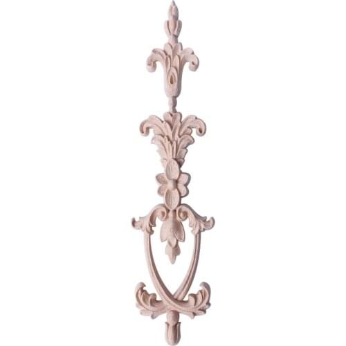 Hot 1x Wood Carved Corner Onlay Applique Unpainted Frame Decal Home Decor 25x6cm