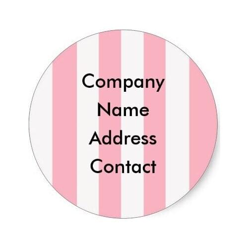 3.8cm Cherry blossom pink chunky white stripes classic round sticker label maker