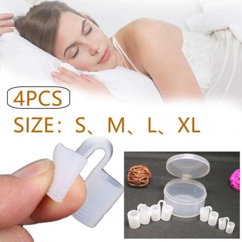 4PC 4 Sizes Silicone Anti Snoring Nose Vents Clip Relieve Snore Stopper Guard Nasal Dilator Easy Sleeping Breath Aid