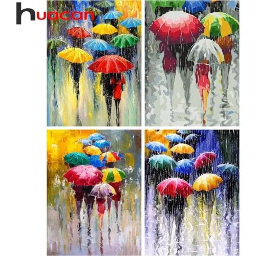 Huacan Full Diamond Embroidery Umbrella 5D DIY Diamond Painting City Landscape Mosaic Cross Stitch Beaded Pictures Home Decor