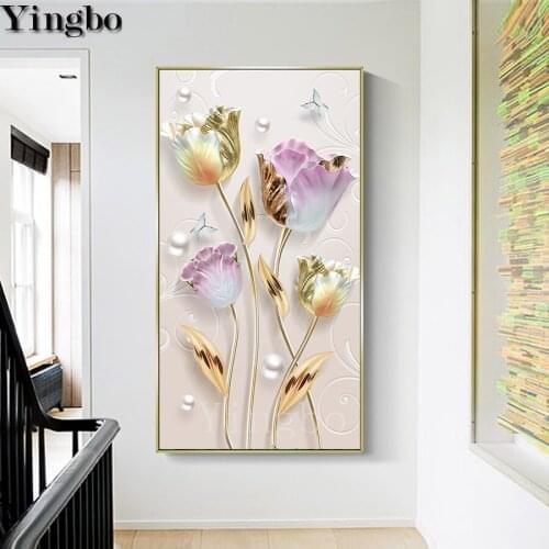 Large size rose flower 5d diy Diamond painting mosaic Diamond Embroidery round square rhinestones painting Long corridor decor
