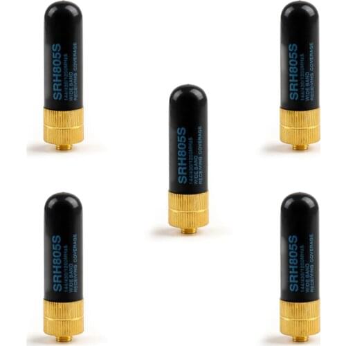 Artudatech 5Pcs Diamond SRH805S SMA-F Female Dual Band Antenna For Baofeng UV-5R BF-888s Radio
