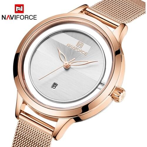 NAVIFORCE Fashion Women‘s Watches Top Brand Luxury Ladies Mesh Band Cloth Watch Stainless Waterproof Quartz Wristwatch Dropship