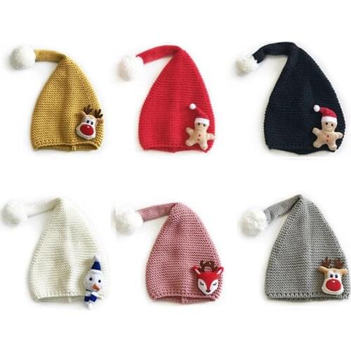 Kids Solid Color Knitted Hats For Boys Girls Beanie For Baby Cap Autumn Winter Warm Baby Hooded Woolen