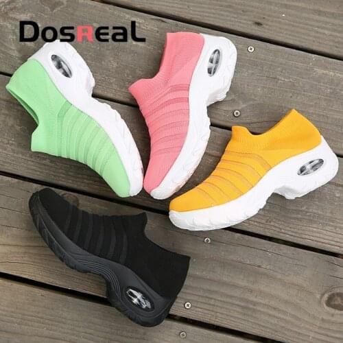 Dosreal Women Socks Sneakers Shoes Ladies Platform Flats Shoes Women Outdoor Black Casual Shoes Female Air Cushion Fashion Shoes
