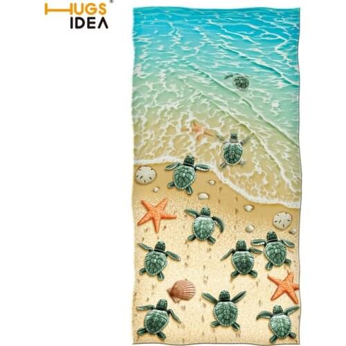 HUGSIDEA Fashion Shower Towel Sea Ocean Turtle Print Bath Towel Coastal Fiber Towels Women Men Beach Towel Quick Dry Hair Towel