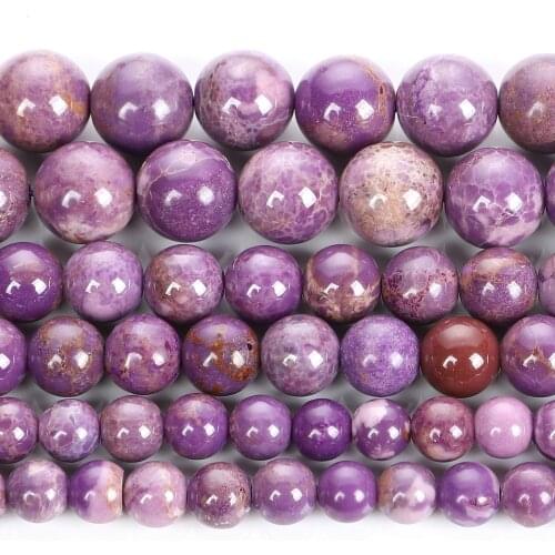 Purple Mica Natural Stone Charm Round Loose Beads For Jewelry Making DIY Bracelets Necklace Earrings Accessories 6/8/10MM