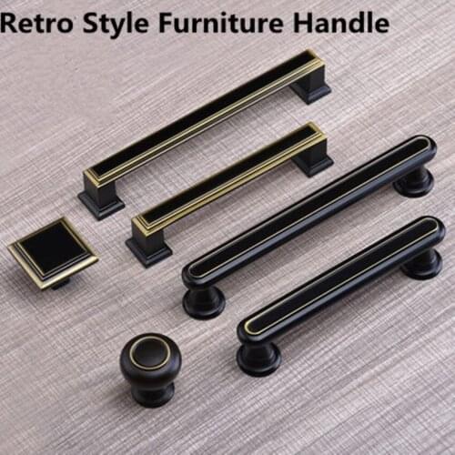 96mm 128mm Europe Retro Style kitchen cabinet cupboard door handle black bronze dresser drawer knob pull 5"