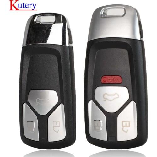 Kutery 3 3+1Button Smart Card Remote Car Key Shell For Audi TT A4 A5 S4 S5 Q7 SQ7 2017 2018 Replacement Case Cover Accessories