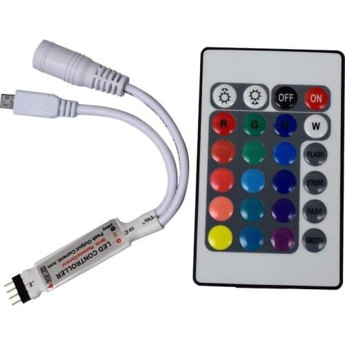 Mini RGB LED Controller 4 pin 24 Keys DC 5V 12V Dimmer IR Wireless 4pin Remote Control for SMD 2835 5050 RGB tape strip Lights