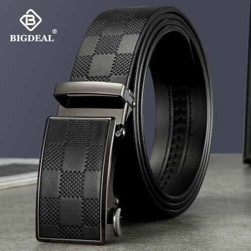 Mens belt luxury high quality cow genuine leather belts for men automatic buckle fashion waist male 3.5cm