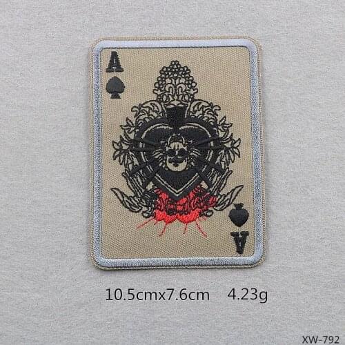 10Pieces/lot New A Poker Embroidered Patch for Clothes DIY Decorative Appliques Iron on Playing Cards A Embroidery Patches Art