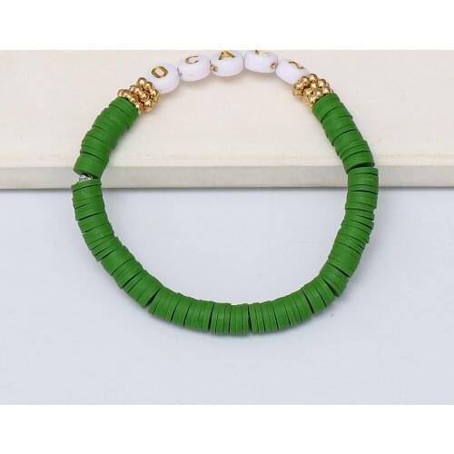 New Green Clay Bracelet Diy Colorful Beaded Hand Chain Wholesale Boho Cute Statement Party Bracelet For Women 2021