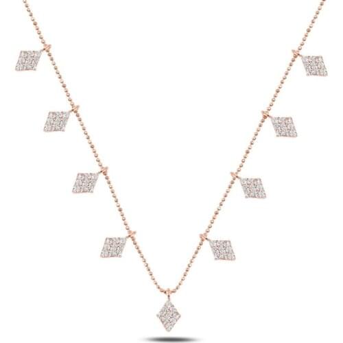 Silver 925 Sterling Zircon Cubic Zirconia Dangle Necklace