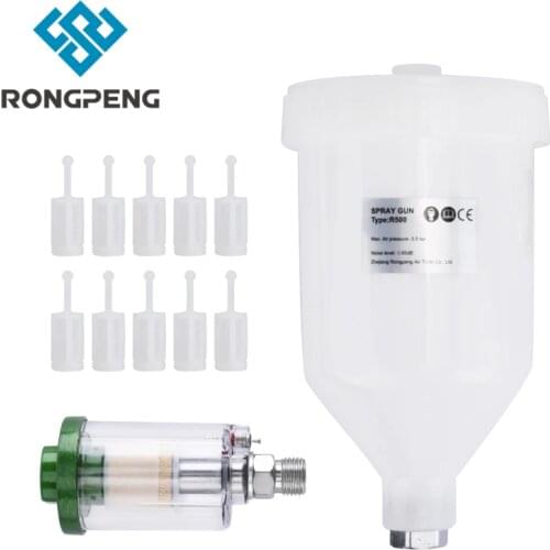 RONGPENG Air Spray Gun R500 H827 600ml Paint Cup Spray Paint Can+In-line Water Trap Filter+Mesh Filter Pneumatic Accessories