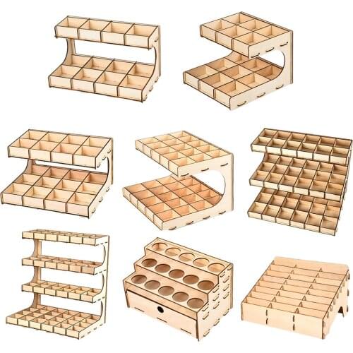 DIY Craft Color Paint Bottles Wooden Storage Rack Moduler Holder Organizer