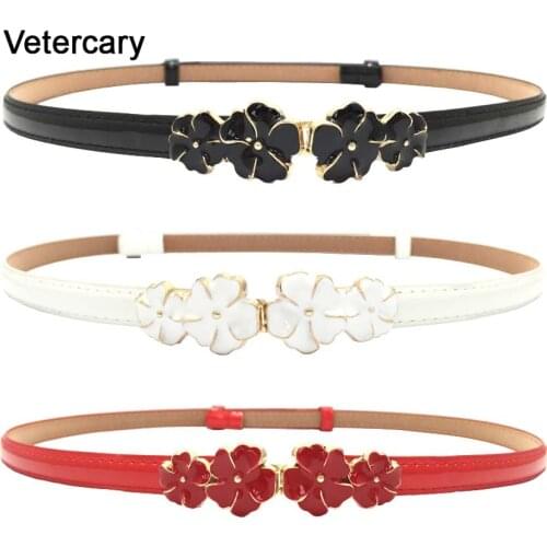 Adjust leather waistbands Women Belts Fashion Thin enamel flower Buckle Belt Woman High Quality Adjustable strap belt dress gift