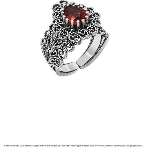 Silver Stem Ruby Cubic Zirconia Drop Ring