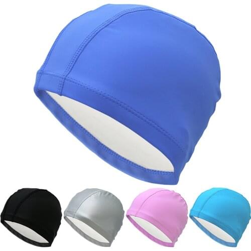 Adult Swimming Cap Elastic Solid Color Unisex Swimming Cap Stretch Waterproof Protect Ear Hat for Swimming Women and Men