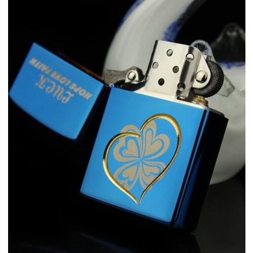 Lucky Heart Blue Metal Creative CHIEF Kerosene Lighter Classic Oil Smoking Accessories Mens Gift