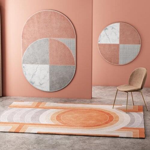 Ins Morandi Modern Carpet Living Room Floor Mat Geometric Printed Irregular Carpet For Children Rooms Parlor Bedroom Area Rugs