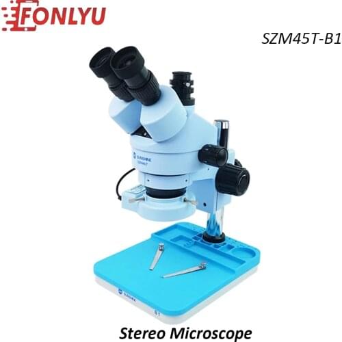 SUNSHINE Microscope for Mobile Phone Repair 7X-45X Digital Microscope Trinocular HD Stereo HDMI Camera Watch Tools SZM45T-B1