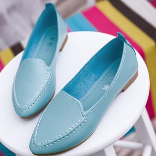 Spring And Autumn Fashion Pointed Toe Flat Simple Pure Color Ladies Single Shoes Casual Comfortable Small Leather Shoes