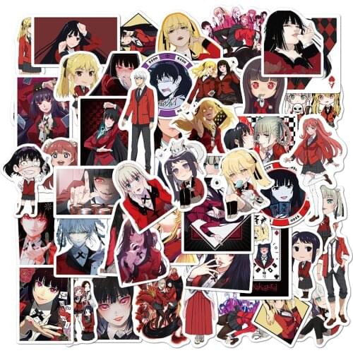 50PCS Kakegurui Sticker Vinyl For DIY Stationery Laptop Phone PS4 Guitar Skateboard Car Toy Compulsive Gambler Anime Stickers