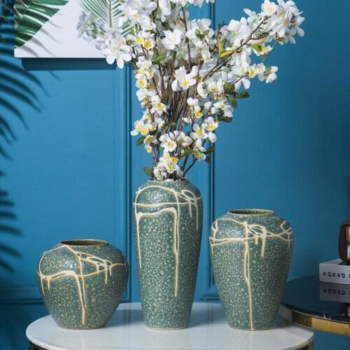 Vintage Jingdezhen on Glaze Vase Decoration Creative Home Ornaments Simple Soft Decoration Dry Flower Water Vases