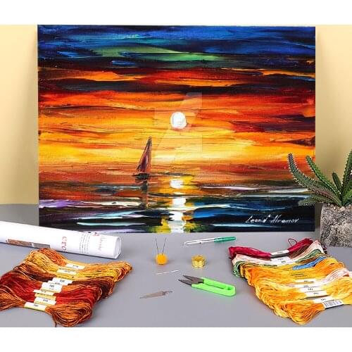 Sunset Tears Pre-Printed 11CT Cross Stitch Kit DIY Embroidery DMC Threads Craft Painting Handmade Handicraft Promotions