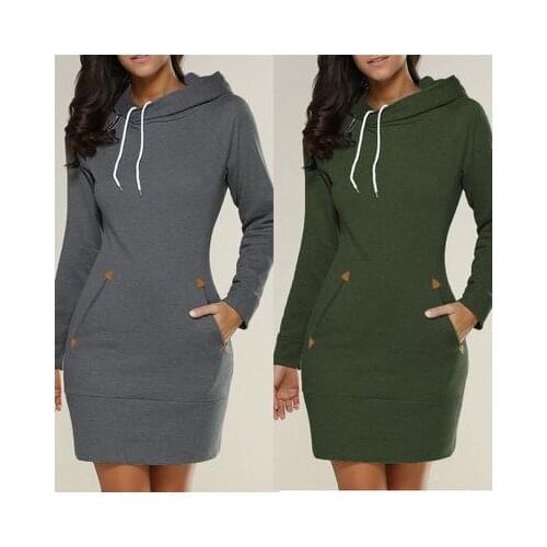 Women Hooded Autumn And Winter Dress Womens Pullovers Fashion Ladies Sweatshirts Long sleeve Sweatshirts Dress Plus Size Dresses