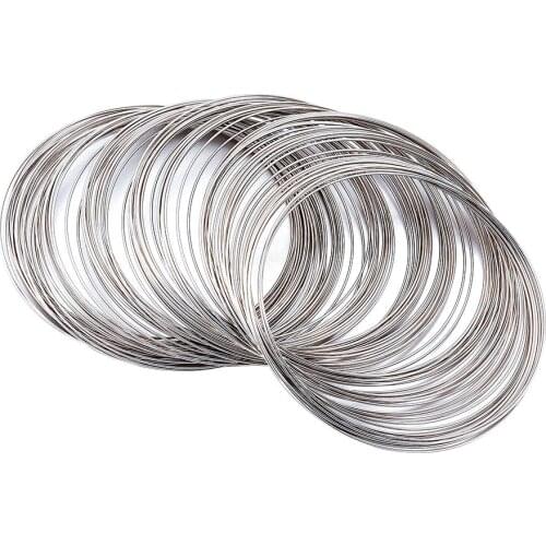 100 Loops 0.5mm Platinum Memory Beading Steel Wire for DIY Jewelry Findings Bangle Bracelet Making 65mm