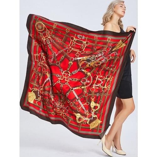 130*130cm TOP Silk Keychain luxurious Scarves Women Foulard Square Hijab Scarf Ladies Shawl wrap muffler pareo female hijab