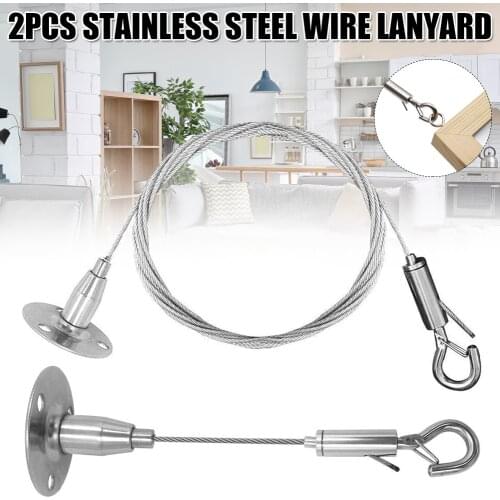 2 Pcs Wire Rope For Hanging Picture Frames, Mirrors, Chandeliers, Signs, Lights Automatic Wire Rope Clamp With Lock Hook