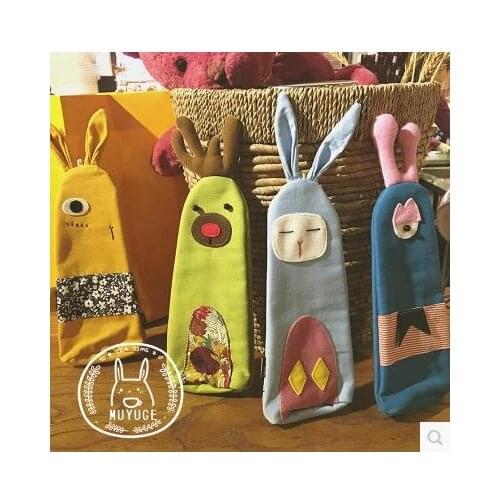 4PCS South Korea stationery Portable Oxford Canvas School cartoon cute pencil bag pencil case