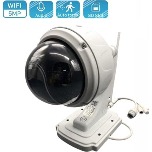 5MP Wireless IP Camera WiFi PTZ Dome Auto Tracking 5X Optical Zoom Two Way Audio & Microphone Speaker 1080P Night Vision CamHi