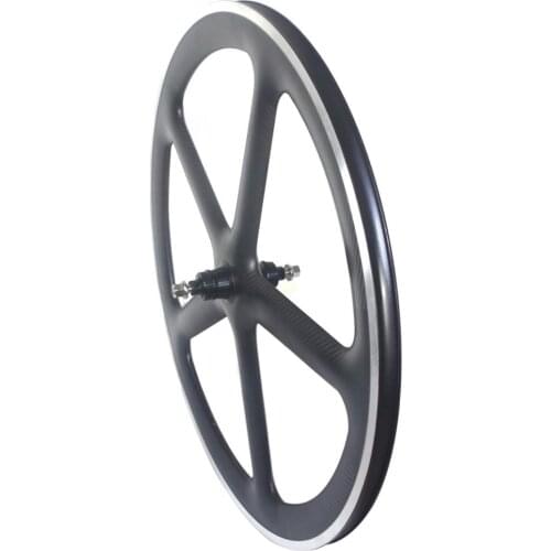 5 Spoke Fiexd Gear Track Bike Carbon Wheels Alloy Brake Surface 50mmProfile 23mm Width Single Speed FlipFlop