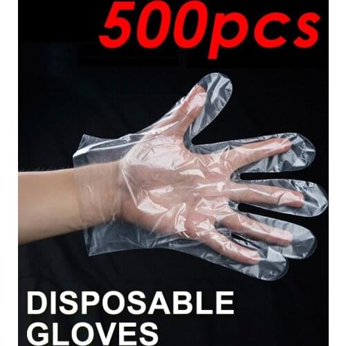 500PCS Disposable Gloves One-off Plastic Gloves BBQ Transparent Eco-friendly PE Gloves Kitchen Garden accessories