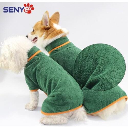 Polyester Fiber Absorbent Soft Skin-friendly Pet Bathrobe Half High Collar Pet Clothes Available For Dog