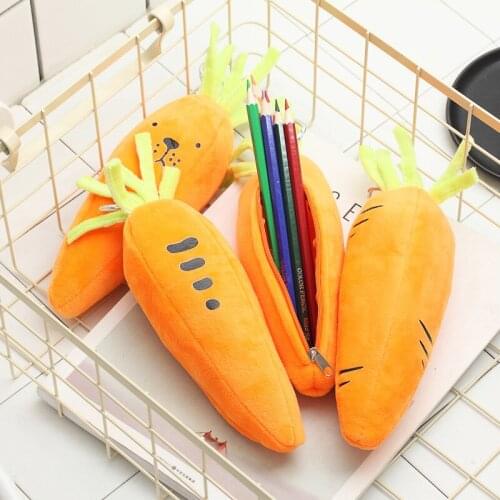 4 pcs Cartoon Creative Carrot Cute Pencil Case Pencil Case Stationery Buggy Bag Student Stationery Wholesale