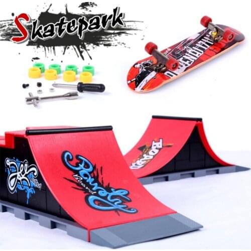 Finger Skatepark Training Games Parts Finger Skating Board with Ramp for Kids Toys Fingerboard Track Mini Skateboard Toys