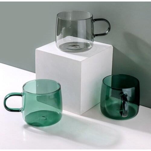 European creative glass water cup with handle high quality simple and fresh style creative trend and lovely household water cup